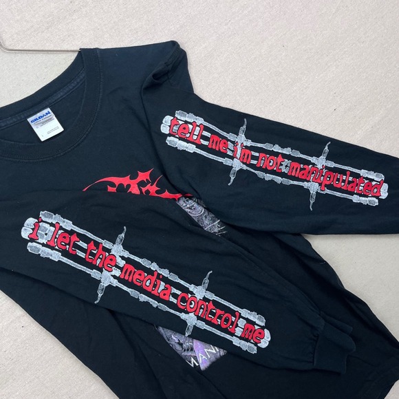 Krig Stop The Manipulation Band Tee Black Long Sleeve Graphic Shirt Death Metal - Picture 4 of 8